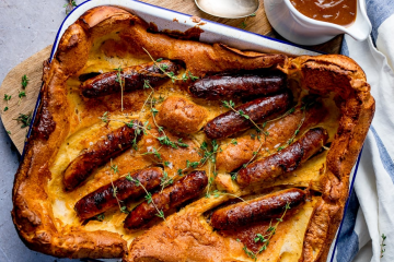 Toad in the Hole with Red Onion Gravy